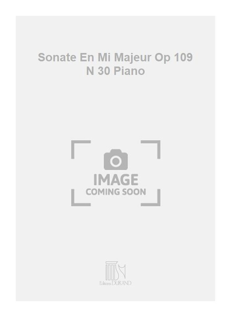 Sonate En Mi Majeur Op 109 N 30 Piano